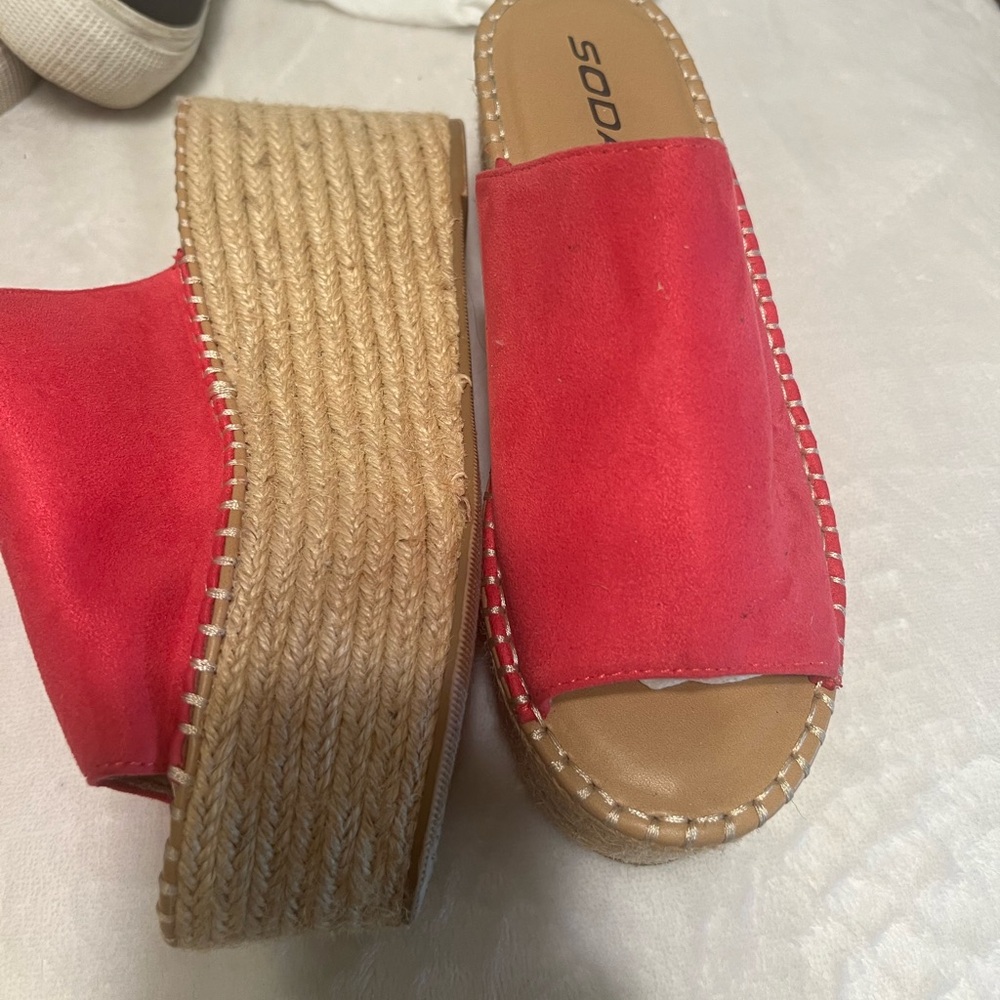 Hot Pink suede Wedge shoes‎ worn twice